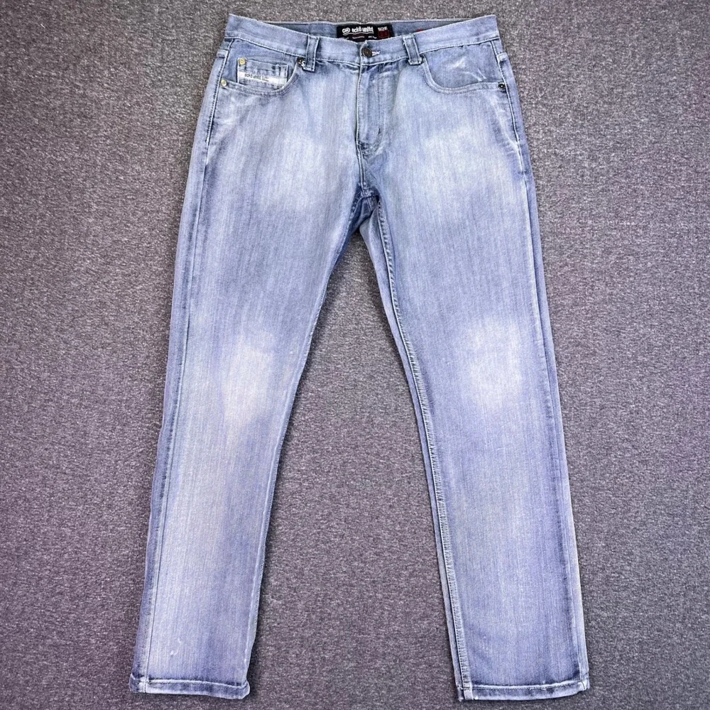 Ecko Unltd Jeans‎ Mens 34 Light Wash Athletic Streetwear Rhino Logo Hip Hop Y2K